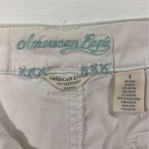 Y2K American Eagle Shorts Women’s 8 White Bermuda Cut Off Canvas Casual - Picture 7 of 10